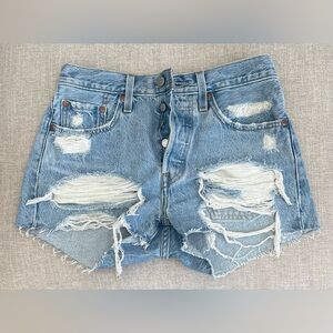 Levi’s distressed shorts with button fly
